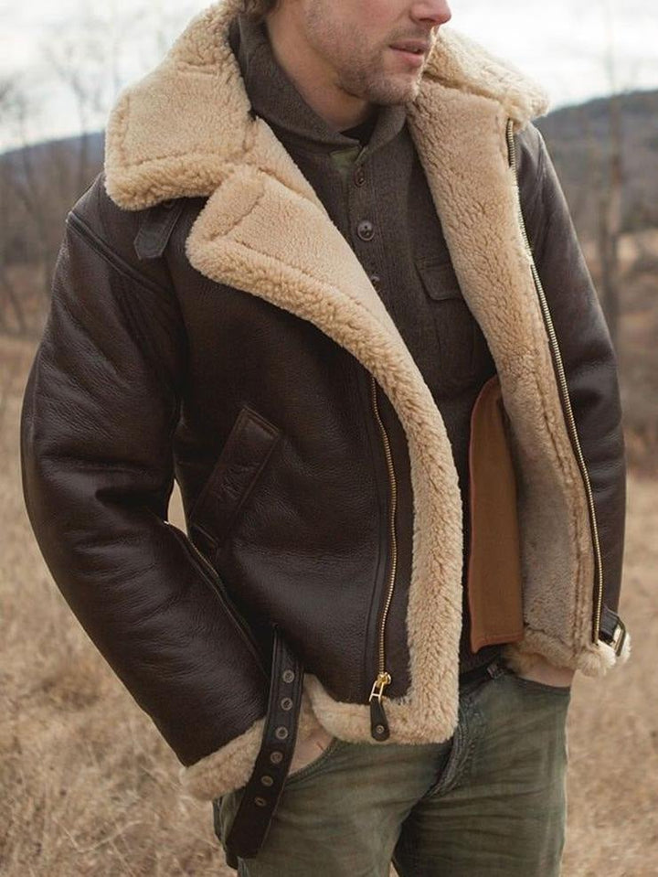 Fernando | Premium Shearling Leather Aviator Coat