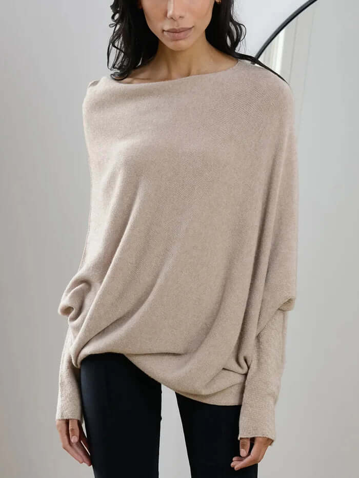 Asymmetrical Draped Turtleneck Sweater | Women's Sweater