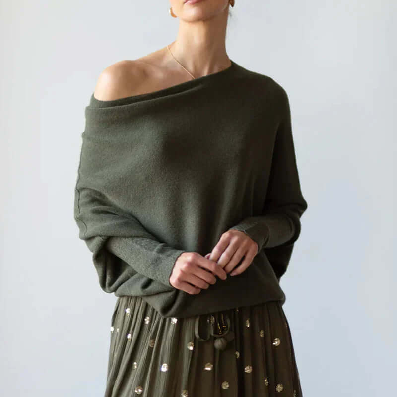 Asymmetrical Draped Turtleneck Sweater | Women's Sweater