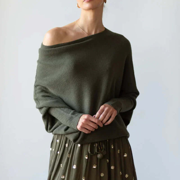 Asymmetrical Draped Turtleneck Sweater | Women's Sweater
