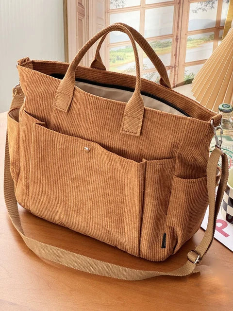 Belén Corduroy Shoulder Bag | Stylish Ribbed Tote for Women