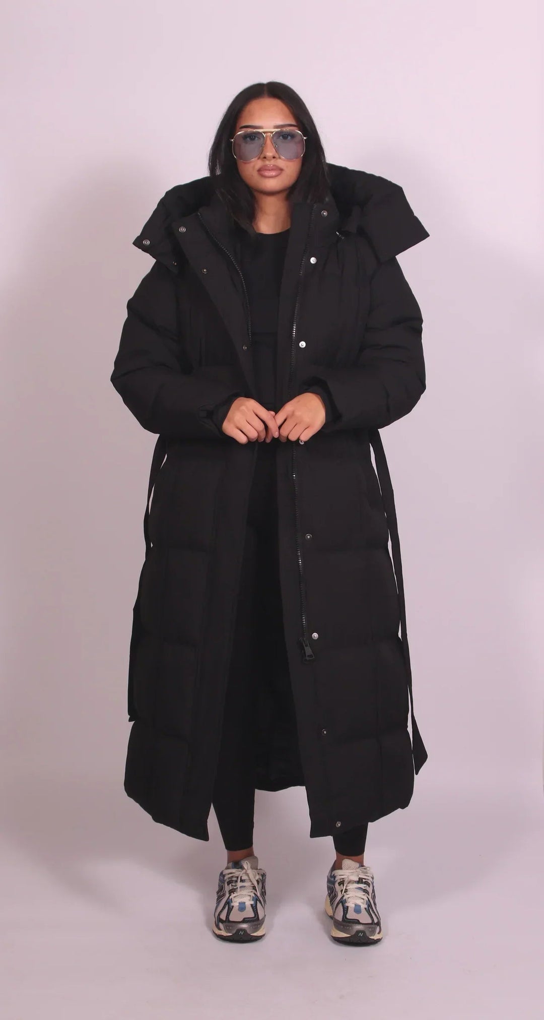 Belted Hooded Maxi Down Jacket | Women's Puffer Jacket