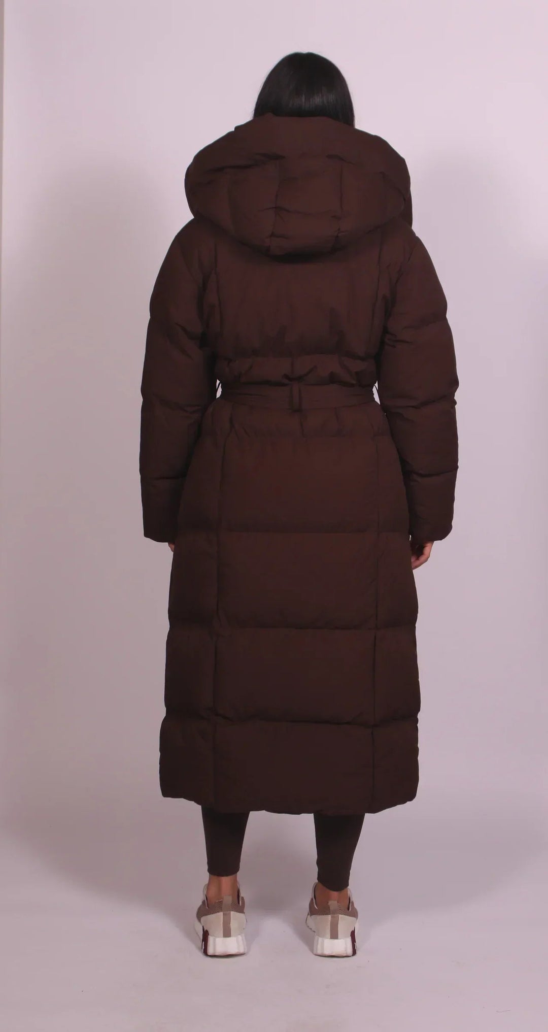 Belted Hooded Maxi Down Jacket | Women's Puffer Jacket