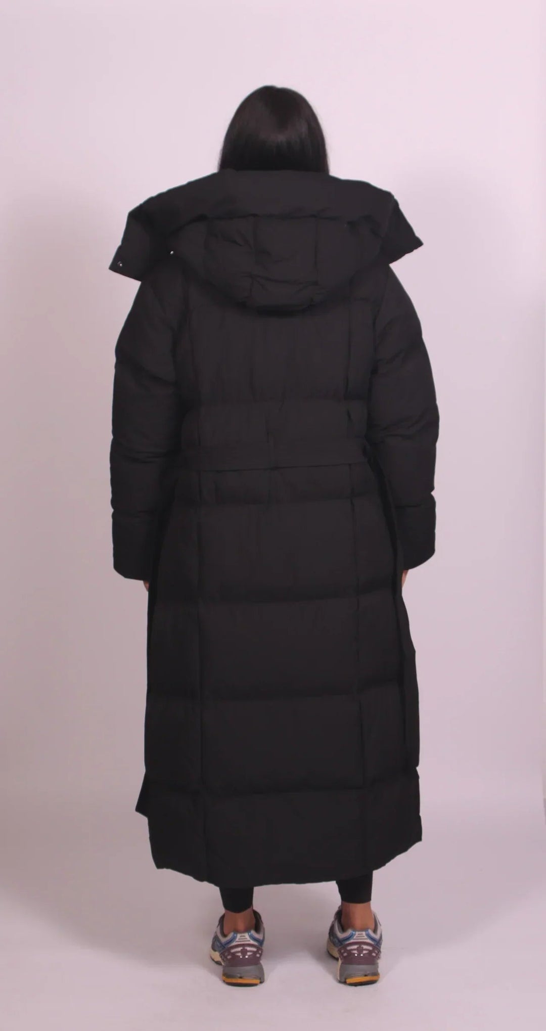 Belted Hooded Maxi Down Jacket | Women's Puffer Jacket