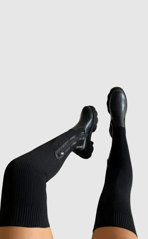 Knee High Boots | Stylish Stretch Knit Long Boots for Women