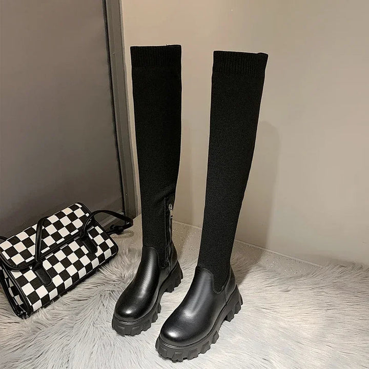 Knee High Boots | Women's Stretch Fit Chunky Sole