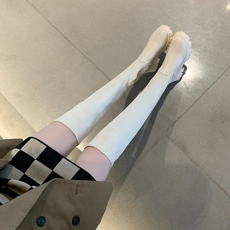 Knee High Boots | Women's Stretch Fit Chunky Sole