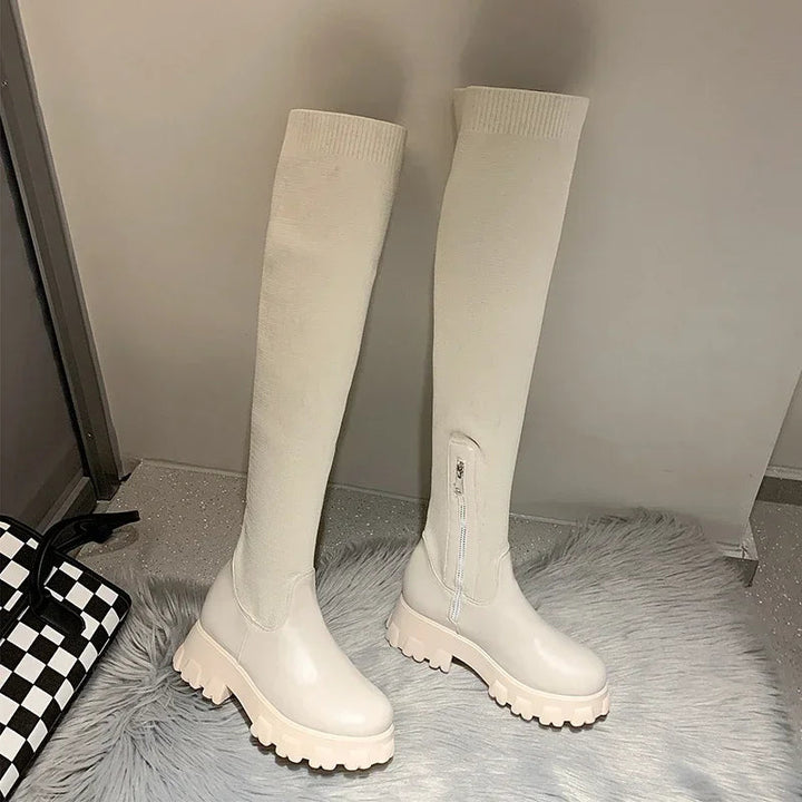 Knee High Boots | Women's Stretch Fit Chunky Sole