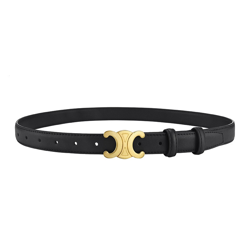 Black Leather Belt with Gold Accents | Women's Belt 0