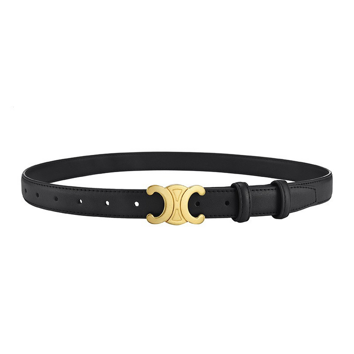 Black Leather Belt with Gold Accents | Women's Belt 0