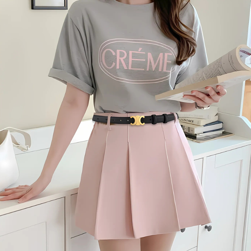 Black Leather Belt with Gold Accents | Women's Belt 2