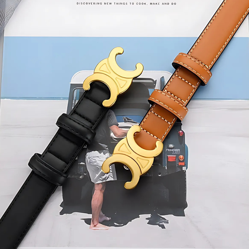 Black Leather Belt with Gold Accents | Women's Belt 5