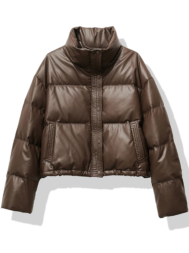 Puffer Jacket Women | Thickened Mock Neck Winter Coat