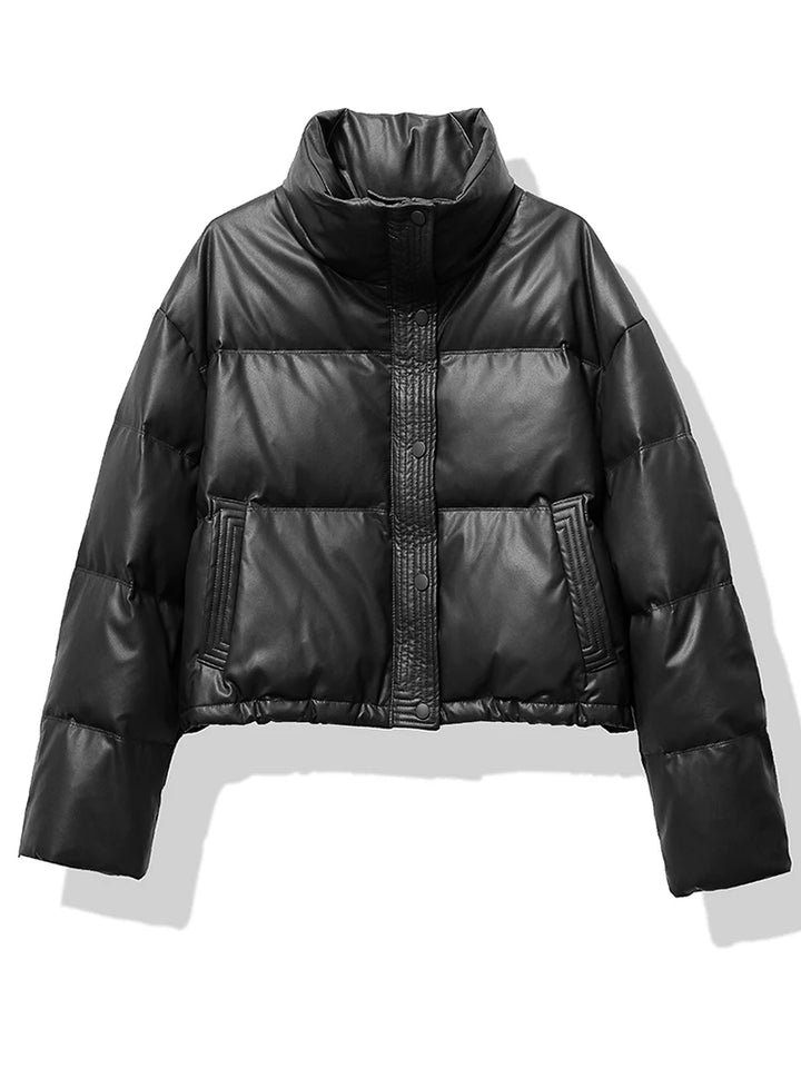 Puffer Jacket Women | Thickened Mock Neck Winter Coat