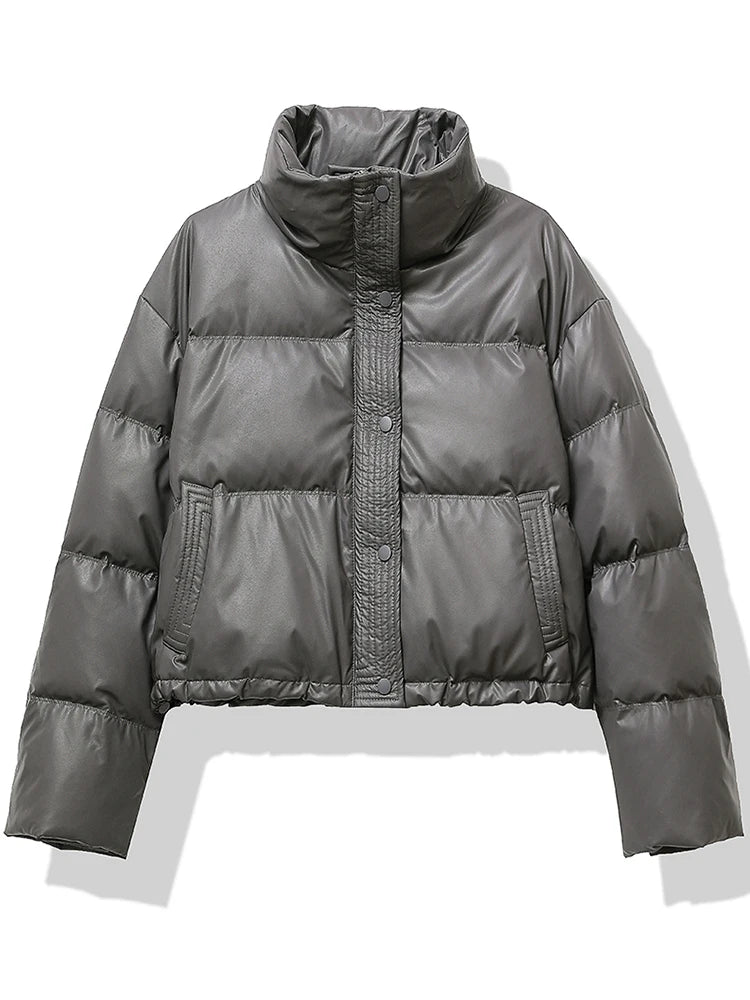 Puffer Jacket Women | Thickened Mock Neck Winter Coat