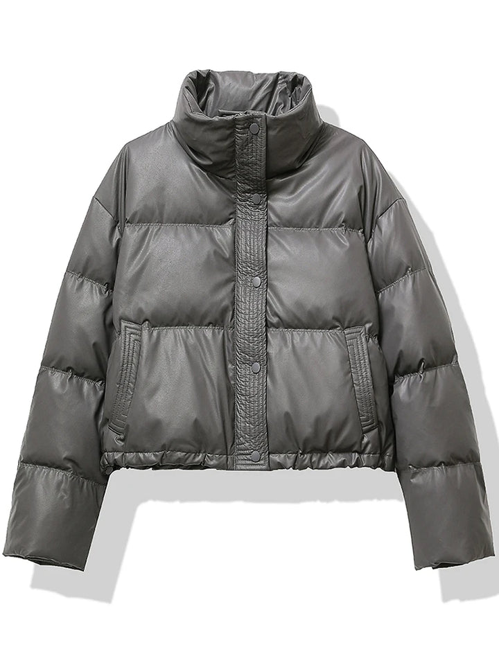 Puffer Jacket Women | Thickened Mock Neck Winter Coat