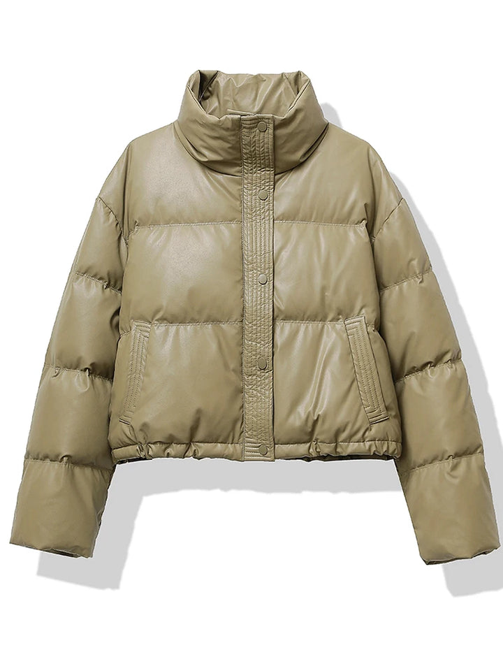 Puffer Jacket Women | Thickened Mock Neck Winter Coat