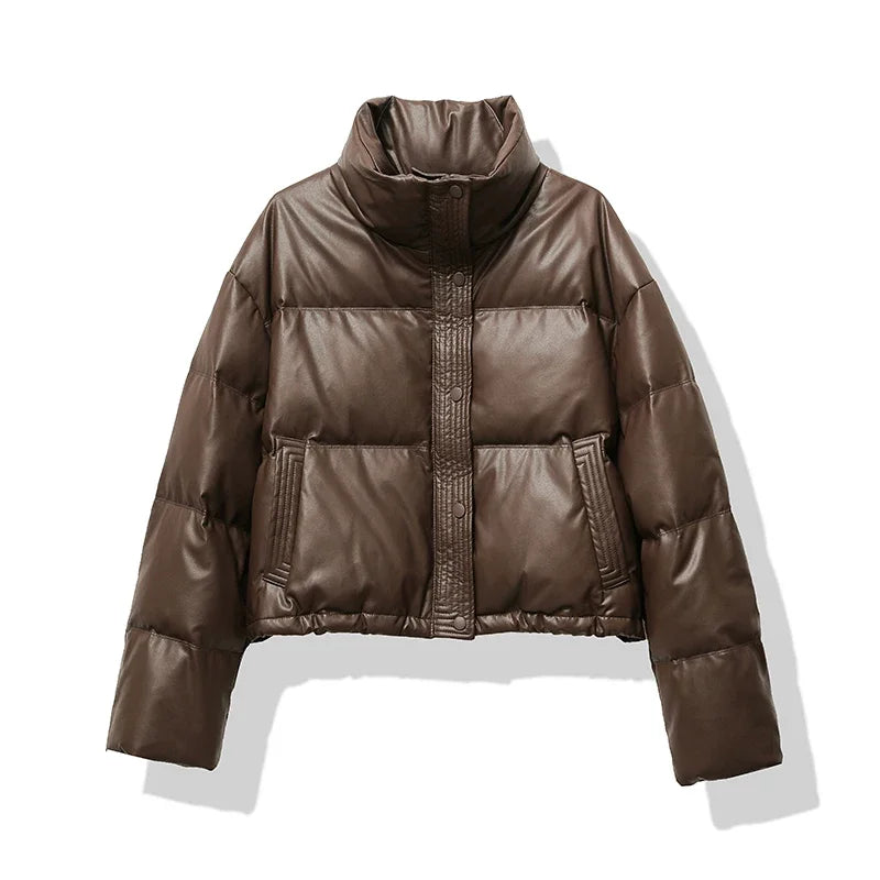 Puffer Jacket Women | Thickened Mock Neck Winter Coat