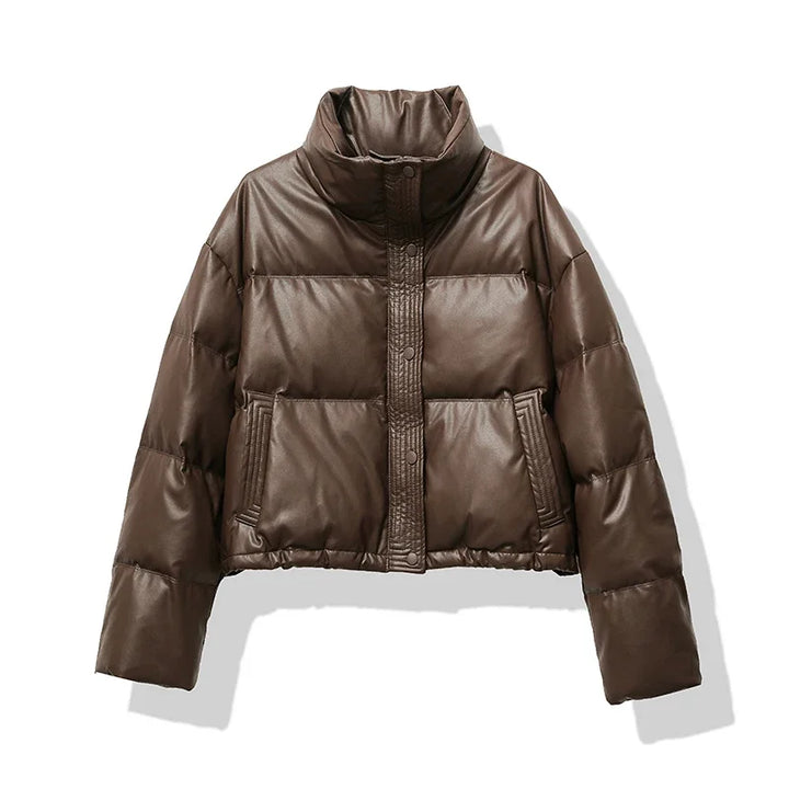Puffer Jacket Women | Thickened Mock Neck Winter Coat