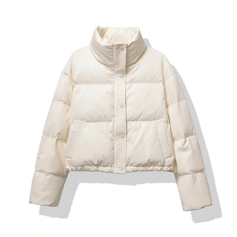 Puffer Jacket Women | Thickened Mock Neck Winter Coat