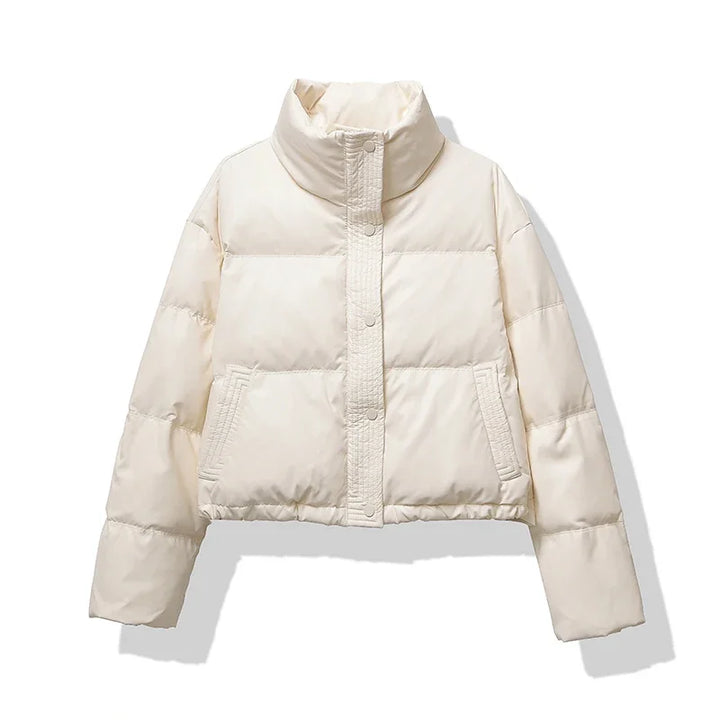 Puffer Jacket Women | Thickened Mock Neck Winter Coat