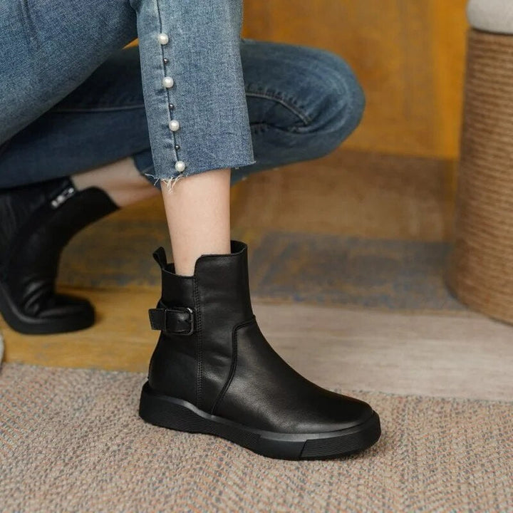 Women's Mid-Ankle Boots with Side Buckle | Comfort Footwear