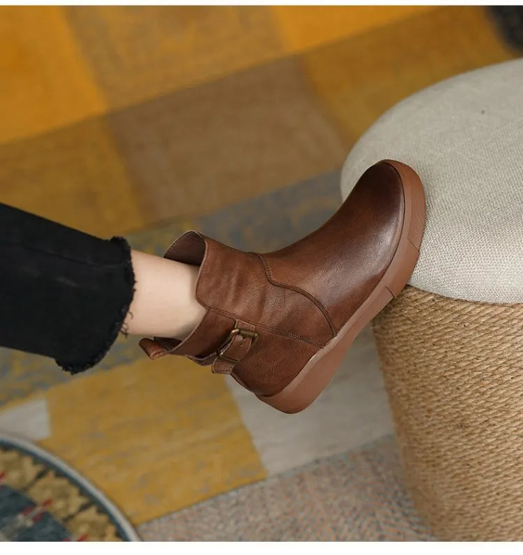 Women's Mid-Ankle Boots with Side Buckle | Comfort Footwear