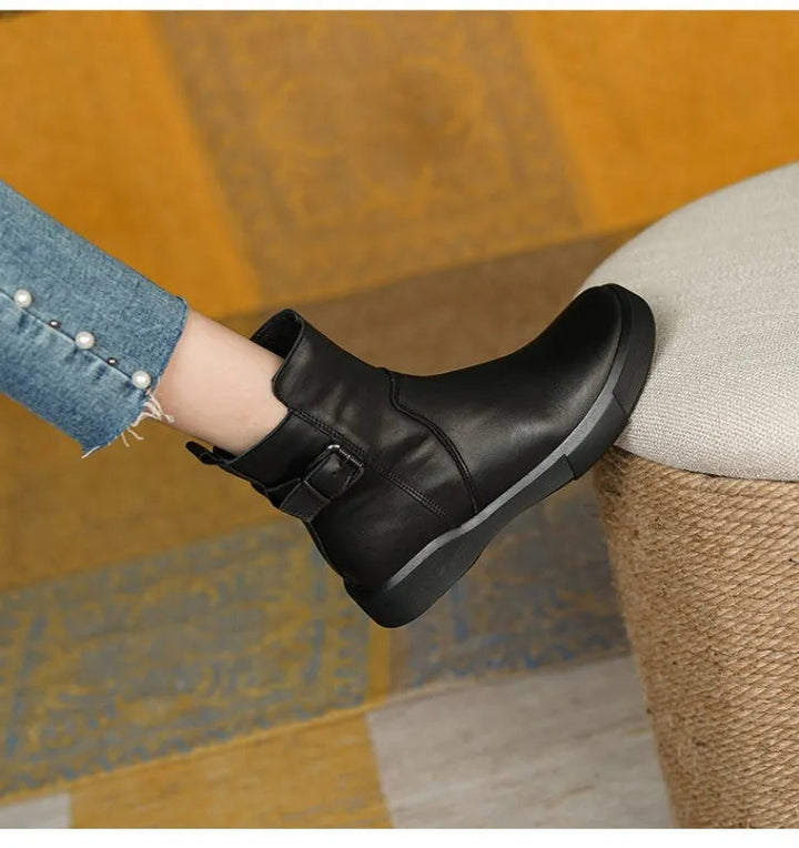 Women's Mid-Ankle Boots with Side Buckle | Comfort Footwear