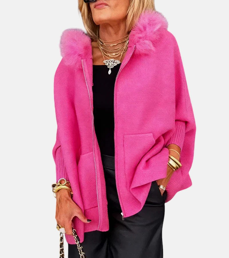Casual Faux Fur Coat with Hood | Winter Coat for Women