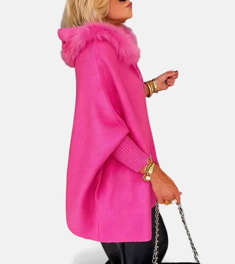 Casual Faux Fur Coat with Hood | Winter Coat for Women