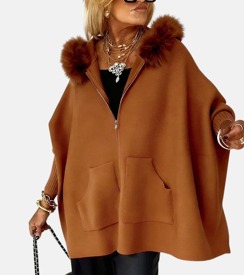 Casual Faux Fur Coat with Hood | Winter Coat for Women