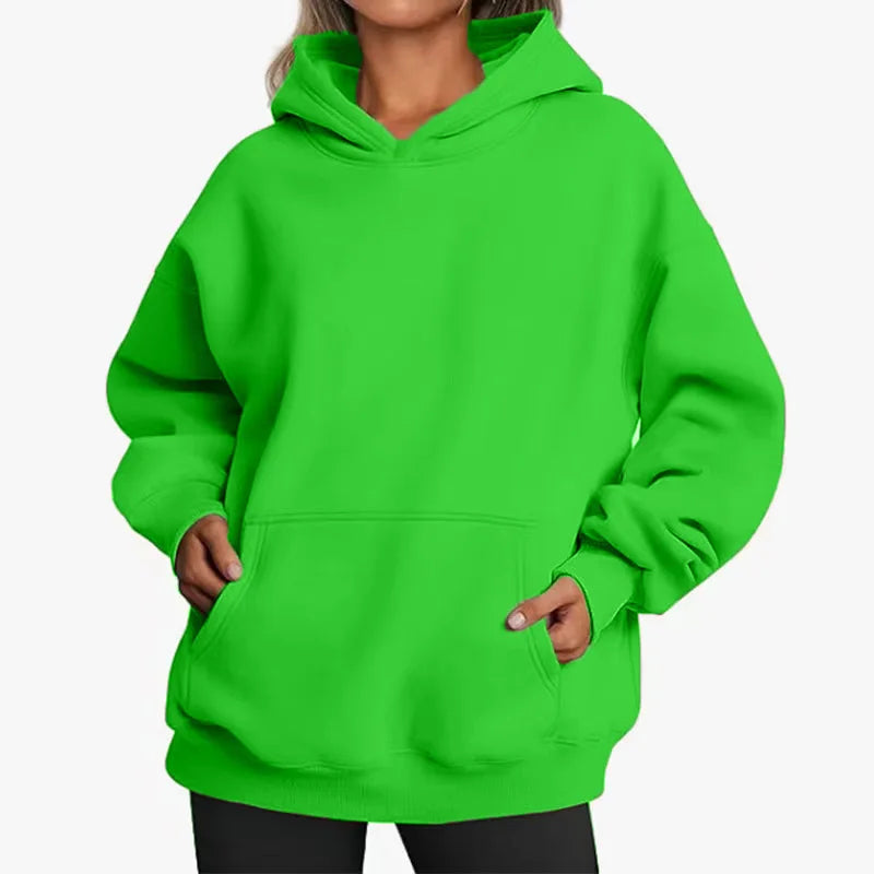 Casual Fleece Hoodie | Women Oversized Sweatshirt