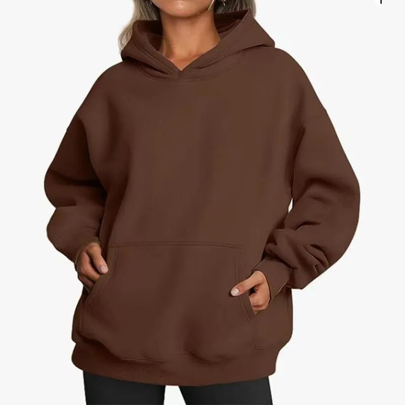 Casual Fleece Hoodie | Women Oversized Sweatshirt