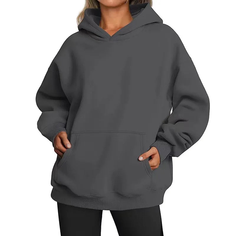 Casual Fleece Hoodie | Women Oversized Sweatshirt