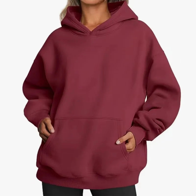 Casual Fleece Hoodie | Women Oversized Sweatshirt