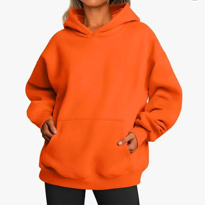 Casual Fleece Hoodie | Women Oversized Sweatshirt