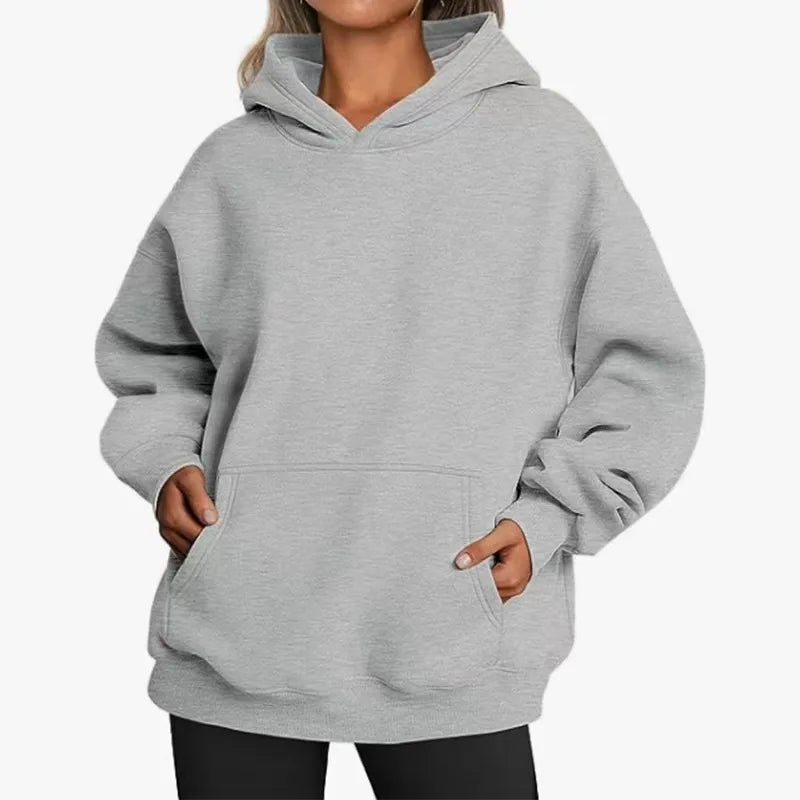 Casual Fleece Hoodie | Women Oversized Sweatshirt
