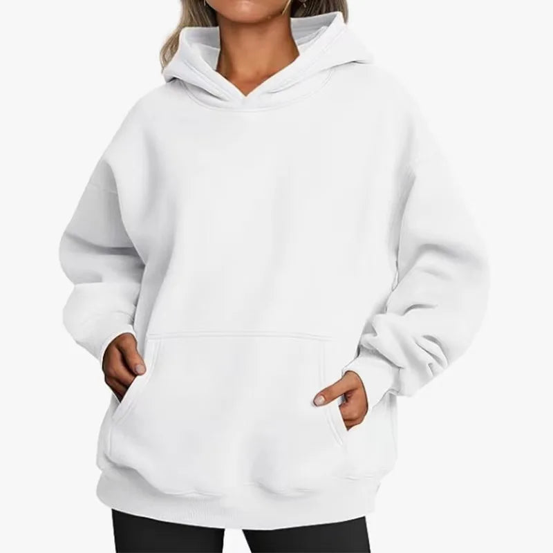 Casual Fleece Hoodie | Women Oversized Sweatshirt