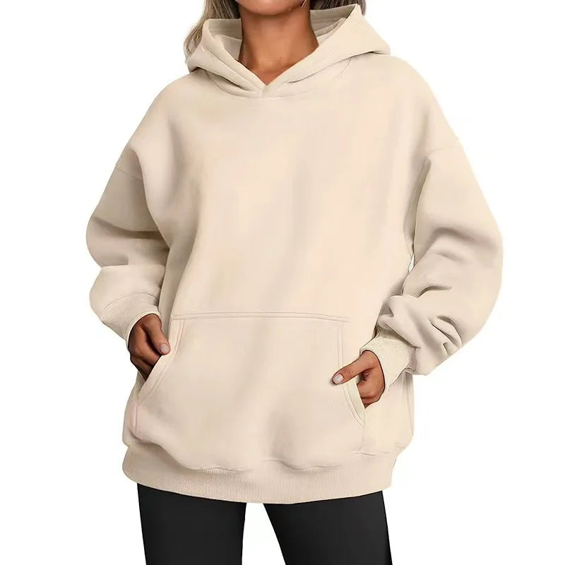 Casual Fleece Hoodie | Women Oversized Sweatshirt