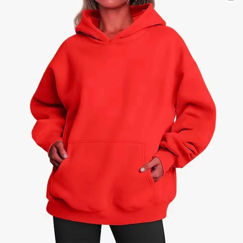 Casual Fleece Hoodie | Women Oversized Sweatshirt