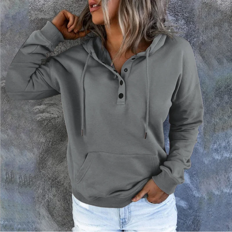 Casual Women's Hoodie with Drawstring & Pockets | Sweatshirt