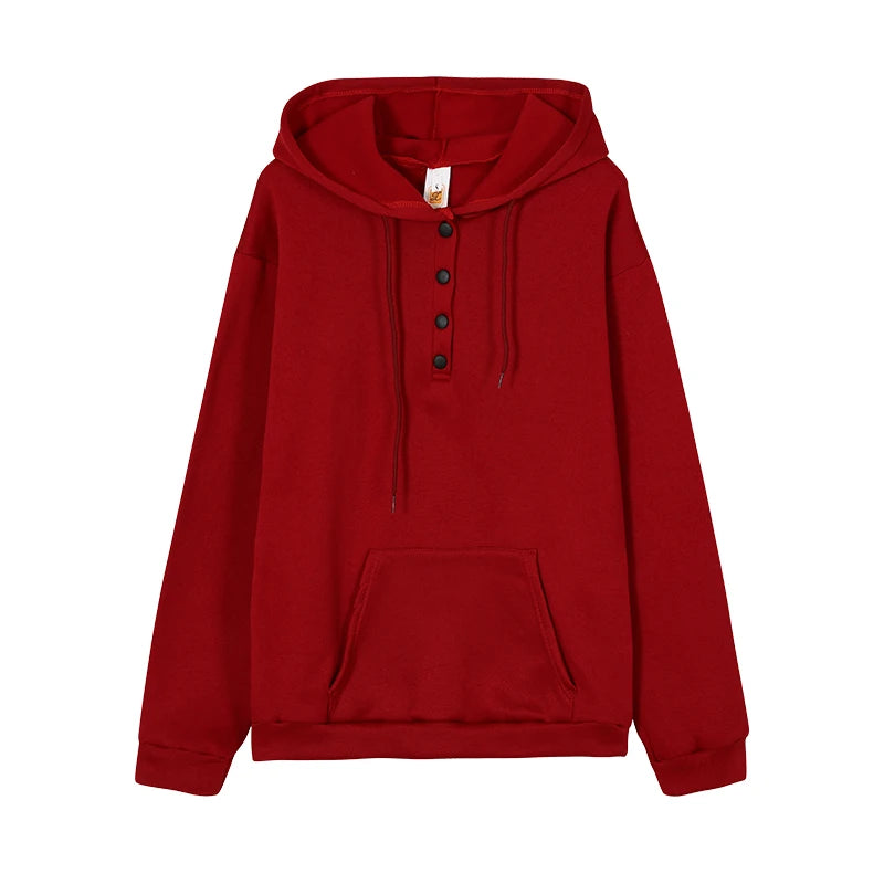 Casual Women's Hoodie with Drawstring & Pockets | Sweatshirt