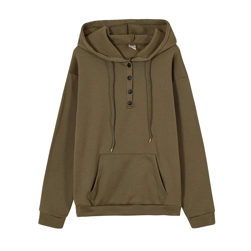Casual Women's Hoodie with Drawstring & Pockets | Sweatshirt