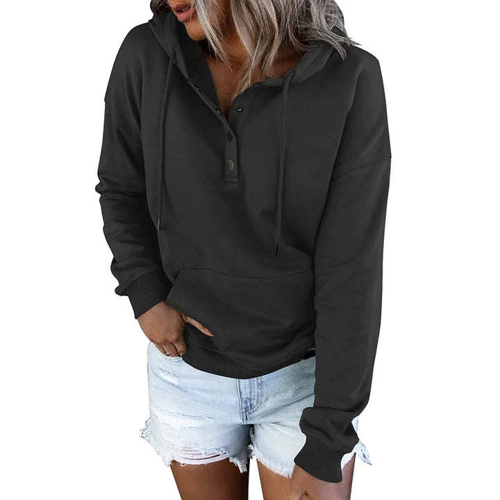 Casual Women's Hoodie with Drawstring & Pockets | Sweatshirt