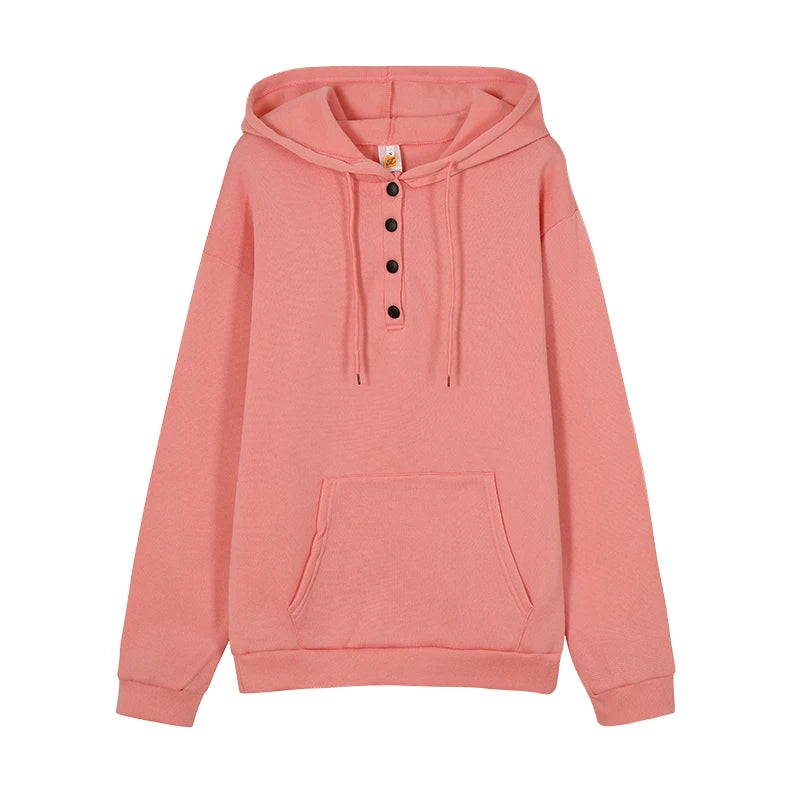 Casual Women's Hoodie with Drawstring & Pockets | Sweatshirt