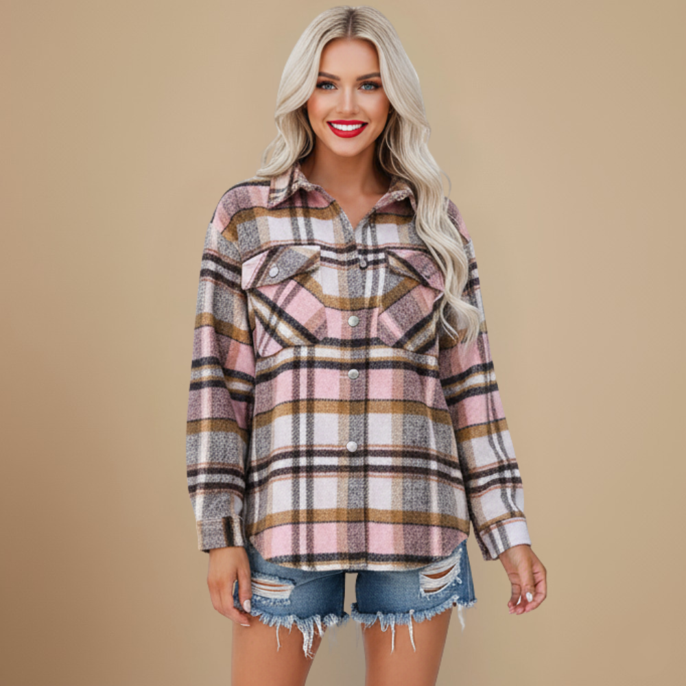 Checked Wool Flannel Shirt Jacket | Casual Outerwear for Women
