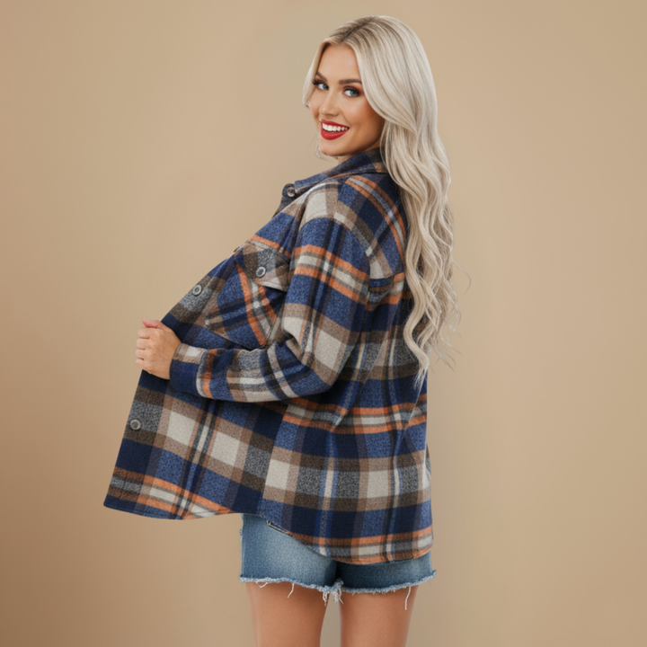 Checked Wool Flannel Shirt Jacket | Casual Outerwear for Women