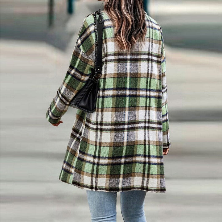 Checkered Pattern Long Fit Jacket | Women's Jacket