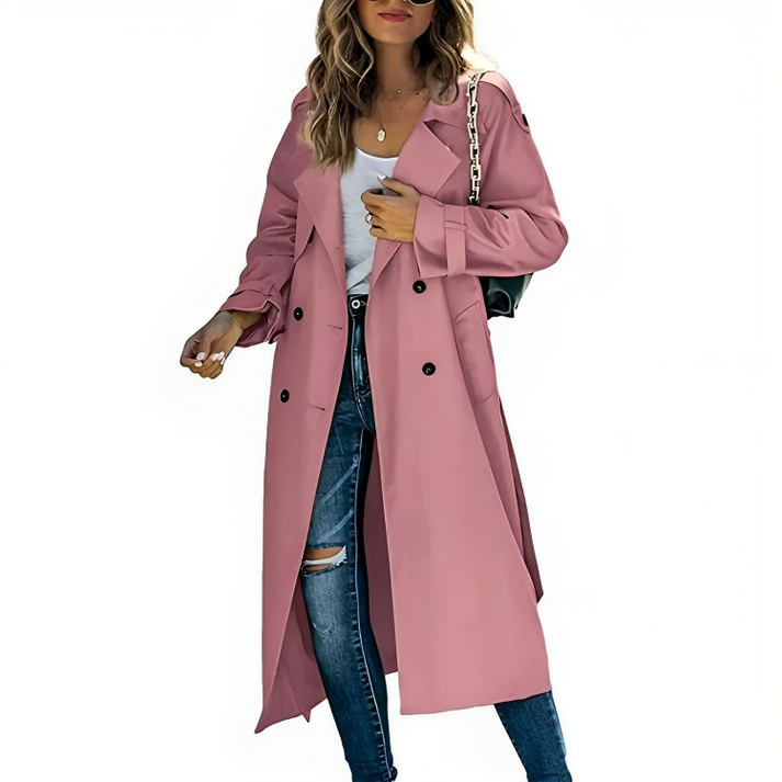 Chic Double-Breasted Trench Coat | Women's Coat