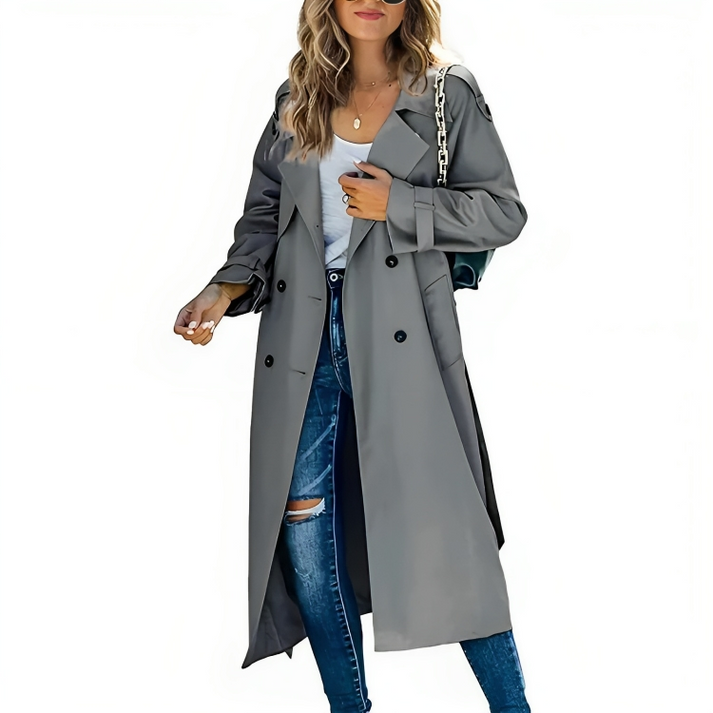 Chic Double-Breasted Trench Coat | Women's Coat